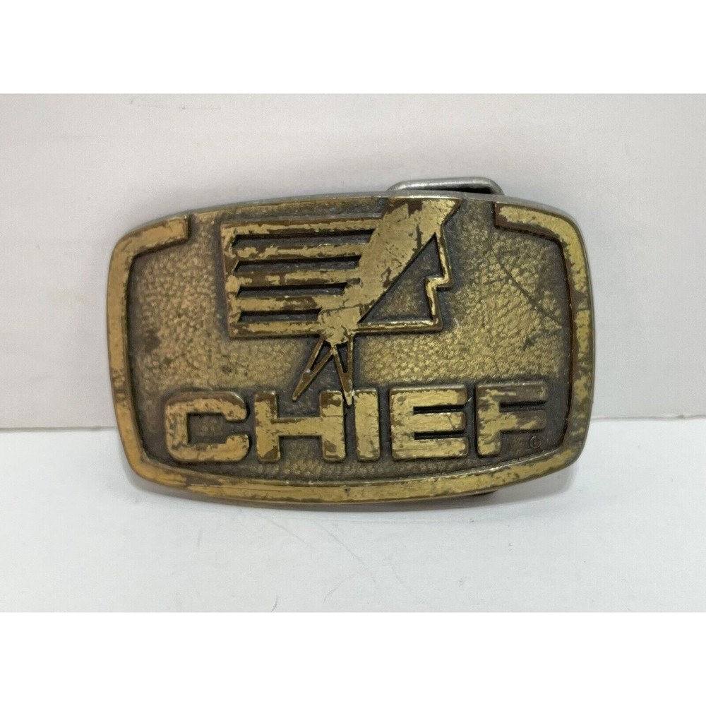 Vintage Chief Industries Belt Buckle Grand Island NE Nebraska Agriculture Brass